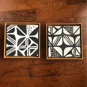 Pair of Mud Cloth Pattern wall art pieces